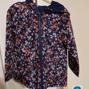 Carter's Floral Jacket - Navy and Multicolor Rain Jacket
